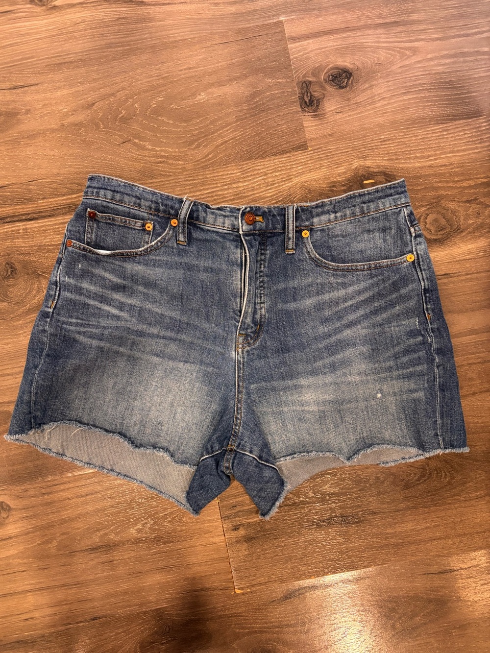 Madewell Distressed Medium Blue Denim Cutoff Shorts
